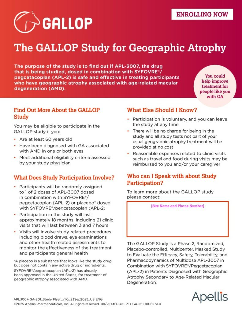 GALLOP Study for Geographic Atrophy – Now Enrolling (study flyer)